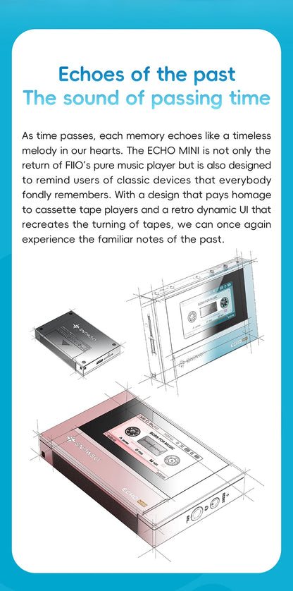 SnowSky/FiiO Echo Mini HiFi Bluetooth MP3 Pure Music Player, 15 godzin odtwarzania, wyjście słuchawkowe 3,5 mm/4,4 mm