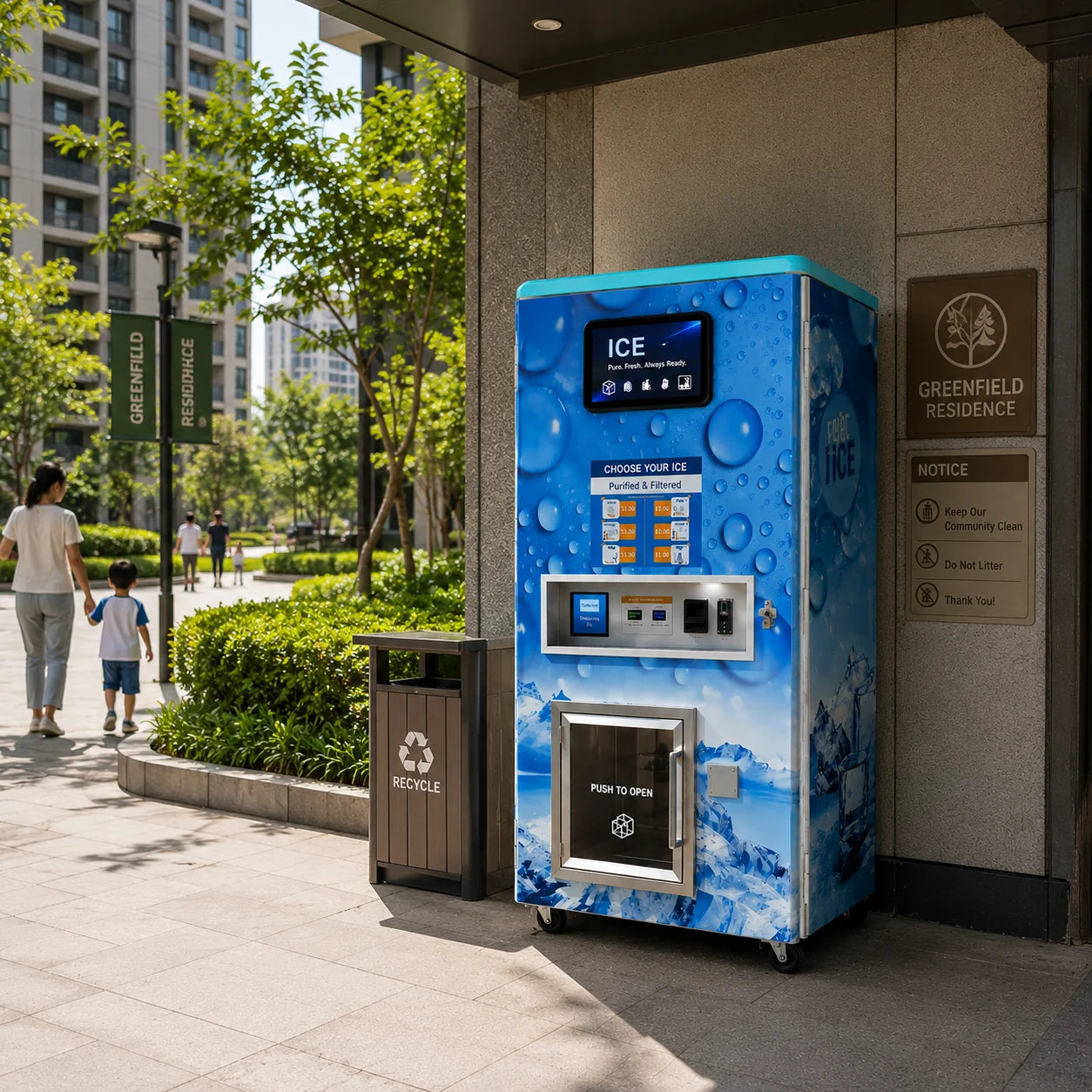 Customized Automatic Bagging and Sealing Packaging Ice Vending Machine, Reverse Osmosis Water Ice Vending Machine