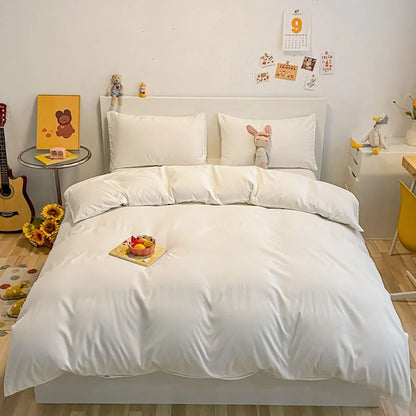 KDJEIKZ Hotel equivalent 3pcs Brushed Solid Color Duvet Cover, duvet cover*1+Pillowcases*2, Polyester Fabric, All Season Bedding