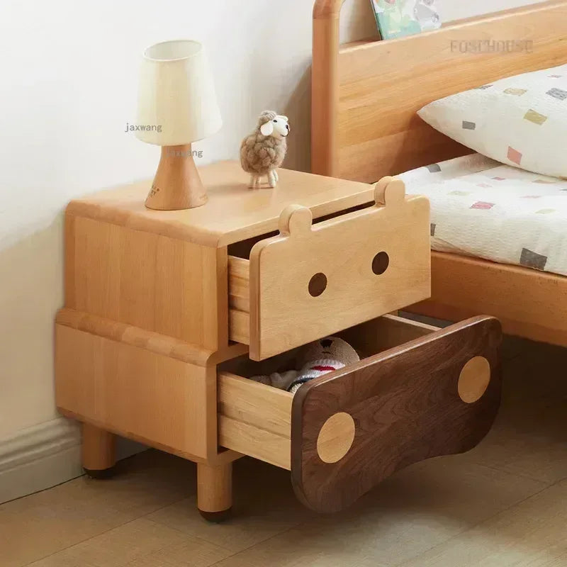 Solid Wood household Kindergarten Children's Bedside Table Apartment Dormitory Storage Cabinet Modern Kids Bedroom Nightstan