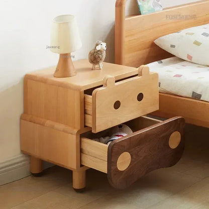 Solid Wood household Kindergarten Children's Bedside Table Apartment Dormitory Storage Cabinet Modern Kids Bedroom Nightstan