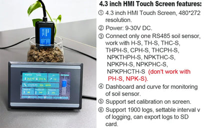 Measure Soil Moisture Temperature Humidity EC PH  NPK 4-20mA 0-5V RS485 Modbus Soil Sensor