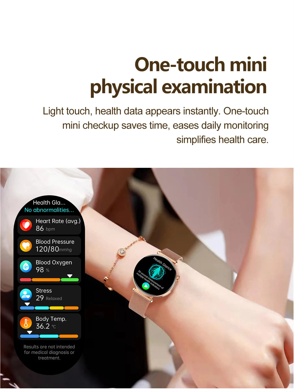 Smartwatch zdrowotny klasy pielęgniarskiej dla kobiet z ekranem AMOLED HD, wodoodpornością IP68, ciśnieniem krwi, połączeniami BT – modny zegarek dla kobiet