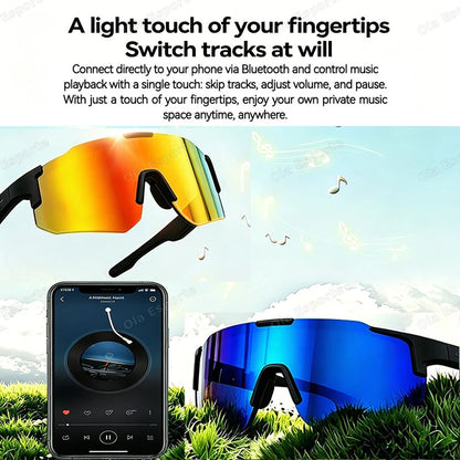 Smart Cycling Glasses Men Bluetooth UV400 Polarized Sunglasses Man AI Voice Intelligent Headphones Call Music Play Camera Remote