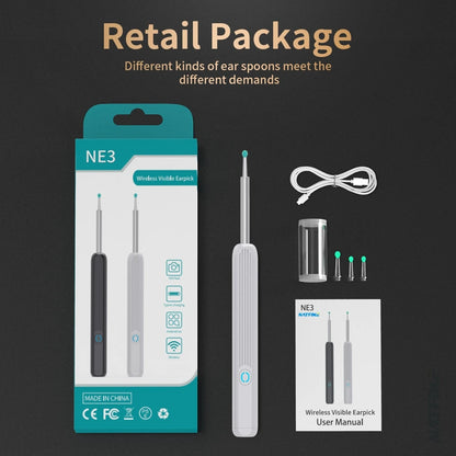 Smart Ear Wax Cleaner with Camera 3.5mm Earpick Otoscope Visual Ear Camera Health Care Ear Cleaner for iPhone, iPad, Android