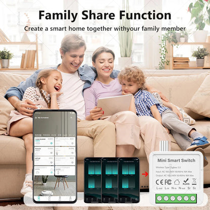 16A Zigbee Mini Smart Switch 2 Way Control Smart Home Automation Module Interruptor Works With Home Assistant Zigbee 2mqtt Alexa