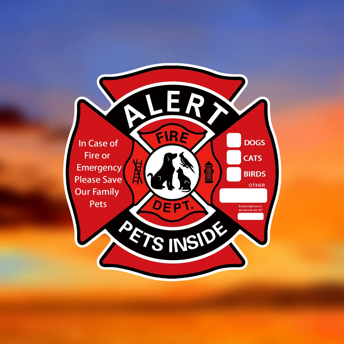 Pet Alert Stickers Static Cling Window Decals Emergency Pets Rescue Sign (4 Pack)  Save My Pets in Case of Emergency Stickers