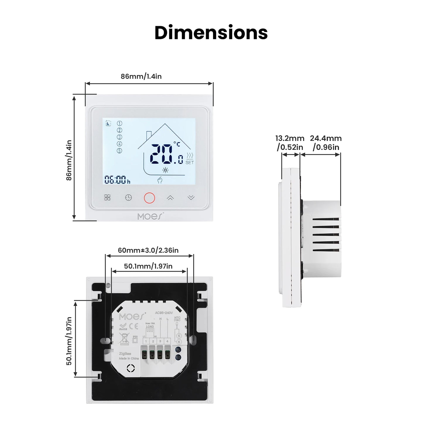 MOES Tuya WiFi ZigBee Smart Thermostat Room Temperature Controller for Water Electric Floor Heating Gas Boiler Alexa Google Home