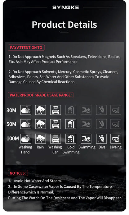 SYNOKE Outdoor Sport Watch 30M Waterproof Digital Men Fashion MultiFunction Waterproof Digital Watch Men
