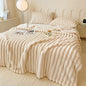 Solid Thickened Wide Striped Flannel Multifunctional Blanket, Can Be Used As Bed Sheet Cover Blanket, Sofa Blanket,nap Blanket