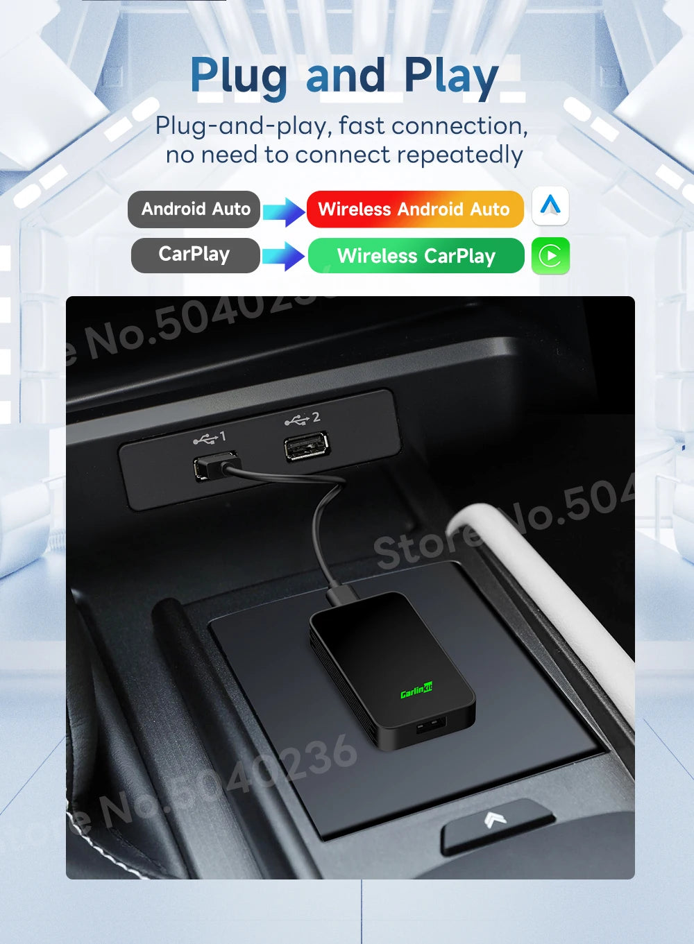CarlinKit 5.0 2Air &4.0 CP2A Wireless Android Auto CarPlay CarPlay AI Box Online Upgrade WiFi Bluetooth Connect 2-In-1 Smart Box