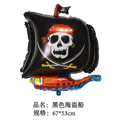 Pirate party napkins plates cups Tablecloths Banner Pirate skull balloon kids Caribbean Pirate themed birthday party decoration
