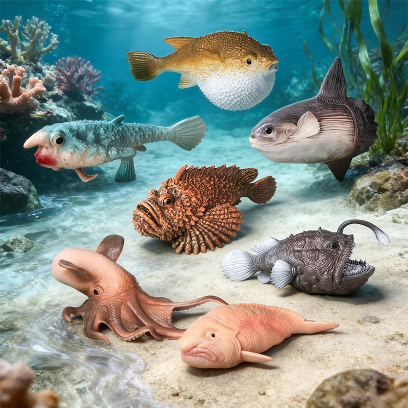 Realistic Marine Animal Figurine Deep Sea Creature Model Ocean Fish Figures Blobfish Collection Kids Toy Boy Girl Gift Ornament