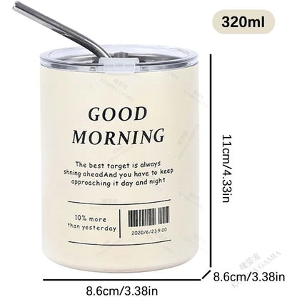 Double Wall Vacuum Insulated Reusable Coffee Tumbler Travel Mug with Straw Hot Cold Leak-proof Dishwasher Safe