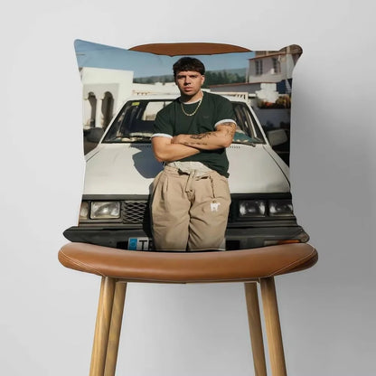 1pc Quevedo Spanish Rapper Throw Pillow Cover, 2D Double-Sided Print Soft Polyester Cushion Case for Home Sofa Bedroom Car Decor