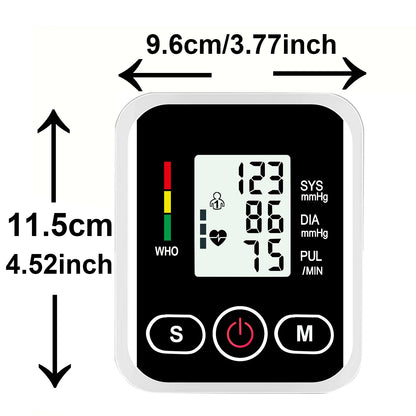 Upper Arm Blood Pressure Monitor Heart Rate Health Blood Pressure Detector Arm Cuff Digital BP Meter Pluse Automatic Tensiometer