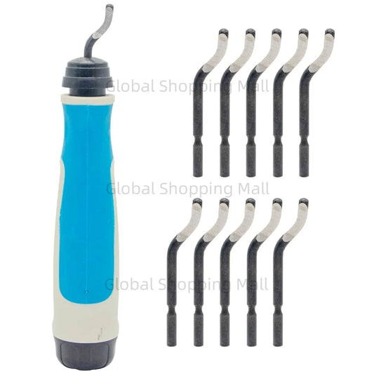 Deburring Tool Kit NG1000 Edge Deburring Cutter Set Plastic Handle & 11pcs BS1010 Blades Burr Remover for Metal Plastic Wood