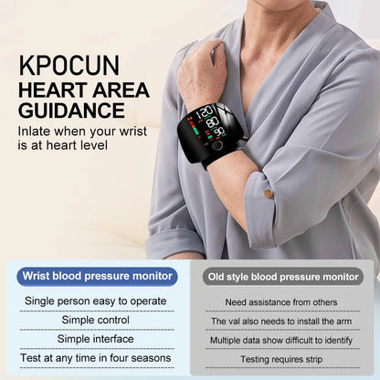 Blood Pressure Monitor Automatic Wrist Machine Large Backlit Display Adjustable Cuff Blood Pressure Detector Voice Broadcast