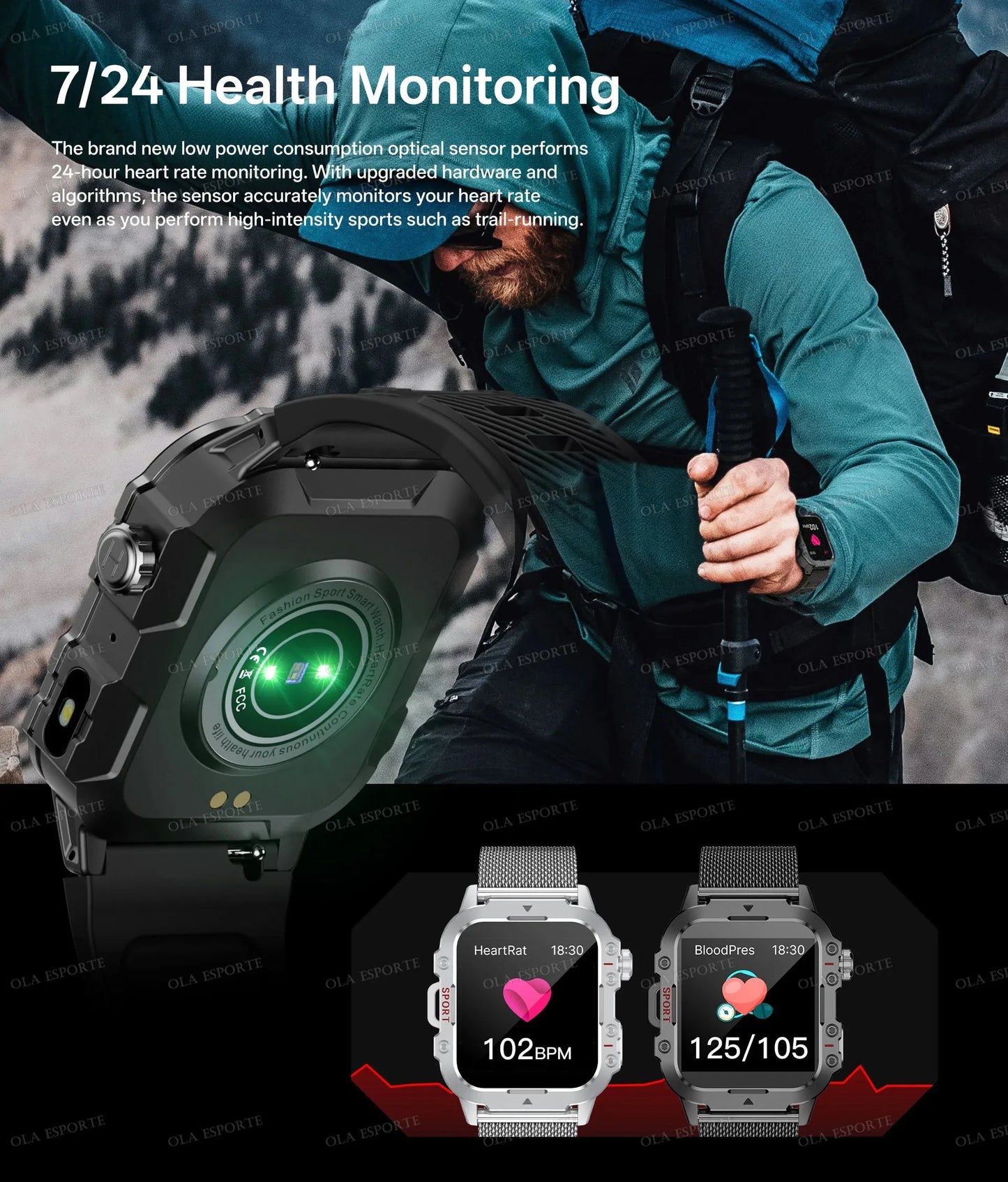 Outdoor Military Smartwatches Bluetooth Call Men 2.01" Blood Oxygen Monitor 5ATM Waterproof GPS Tracking Sports Smart Watch HW12