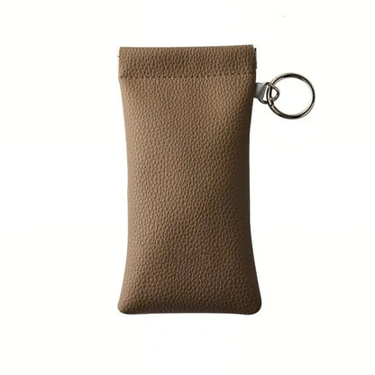 1pc PU Leather Sunglasses Pouch with Keyring Portable Soft Scratch-Resistant Eyeglass Case for Women Men Daily Office & Travel