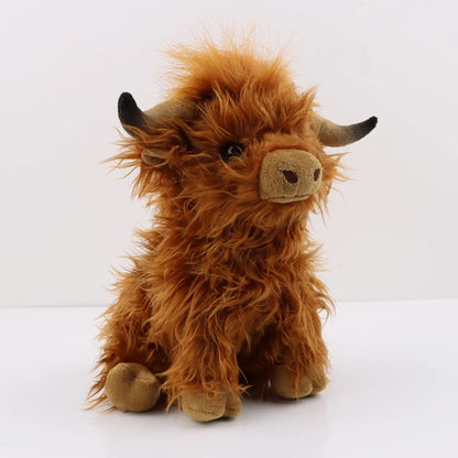 CYISONAL Highland Cow Stuffed Animals Plush Toy Fluffy Bull Animal Doll Soft Gift for Kids Boys Girls, 10 Inches  Tall