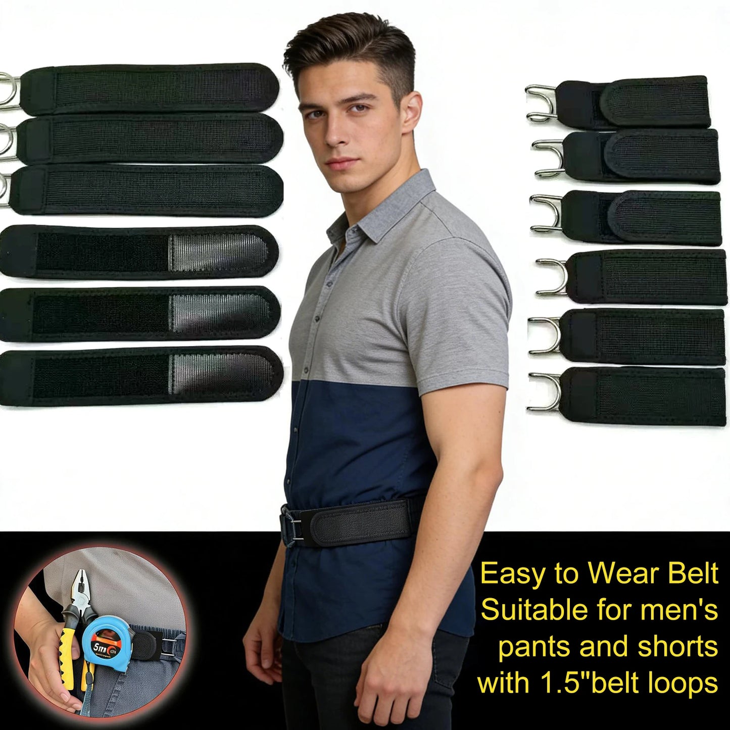 Nylon Buckleless Belt Hook, No Buckle Elastic Belt For Men Women, Adults Invisible Waist Strap for Daily Wear