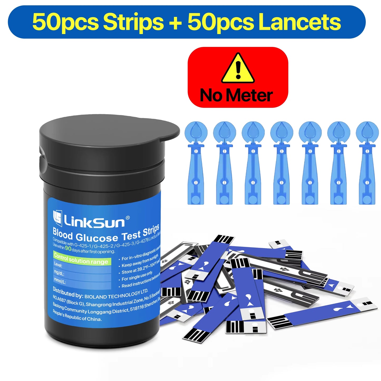 LinkSun G-425-1 Blood Glucose Meter Kit 50/100pcs Test Strips Lancets for Diabetes Monitor Digital Glucometer Blood Sugar Meter