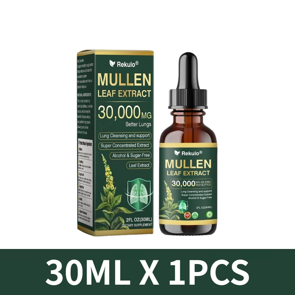 30000mg Mullein Leaf Herbal Drops, Lung Detox Cleansing Formula, Fast Absorption Natural Respiratory Health Maintenance