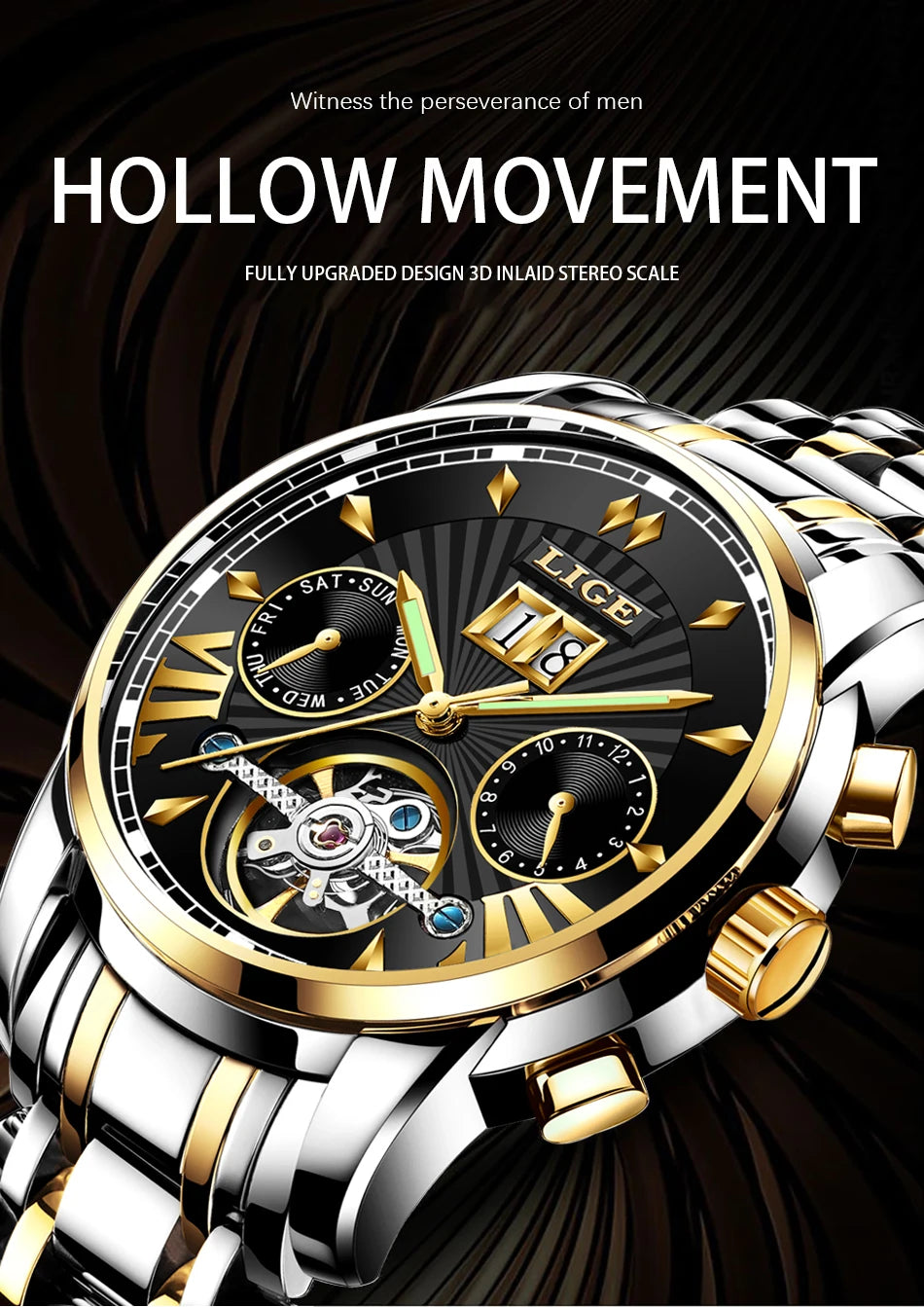 2026 LIGE Automatic Mechanical Wrist Watches For Men Top Brand Luxury Tourbillon Men Watch Fashion Business Waterproof Watch Men