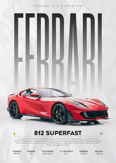 Classic Red Performance Sports Car Wall Art M3 F40 812 FS90 Luxury Car HD Canvas Print Poster Home Living Room Bedroom No Frame