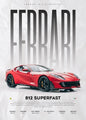 Classic Red Performance Sports Car Wall Art M3 F40 812 FS90 Luxury Car HD Canvas Print Poster Home Living Room Bedroom No Frame