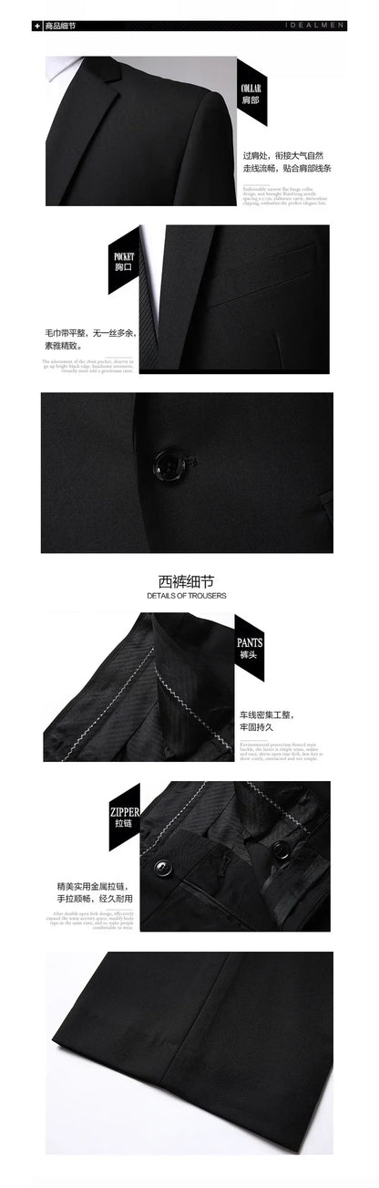 Suit Outdoor (Blazer+ Pants) Men's Fashion Gentleman's Business Suit Slim Outdoor Decoration Body Wedding Casual Suit