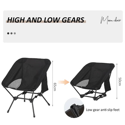 Lightweight Iron Tube Moon Chair, Square Four-Corner Foldable Camping Stool for Beach Fishing Outdoor Use