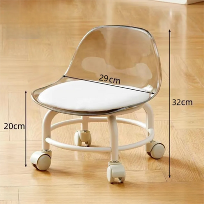 New Transparent Small Stool Universal Wheel Simple Low Chair Multifunctional Noiseless Backrest Seat Household