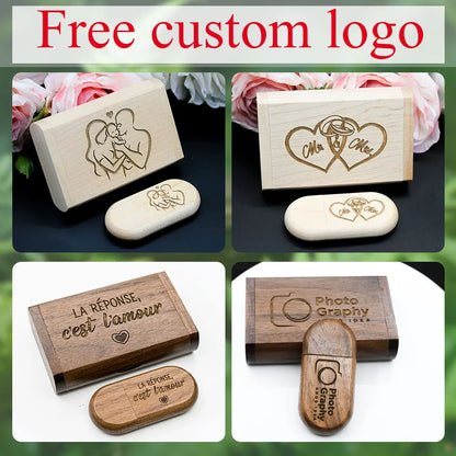 Customize Brand Logo Wood Pendrive Usb Flash Pen Drive USB 2.0 4GB 8GB 16GB Memory Stick 32GB 128MB Gifts (Over 10pcs Free Logo)