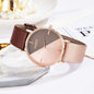 Women'S Watch Set Luxury Fashion Light Luxury Geometric Stitching Quartz Style Pu Leather Strap Round Dial Women'S Gift