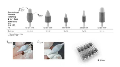 Dental Lab 2-in-1 Grinding Polishing Hand Tool for Pre-Sintered Zirconia Green State Zirconia Restoration Finishing Rotary Tool