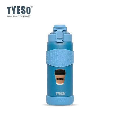 TYESO 750ML Double Wall Insulated Water Bottle Hot Water 304 Stainless Steel Flask for Fitness Outdoor Hiking Coffee Sticker