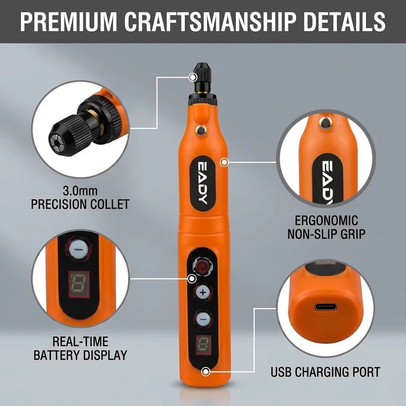 Wireless Rotary Tool 13000mAh Battery 5 Variable Speed Mini Cordless Grinder Pen Style Electric Grinding Polishing Kit for DIY