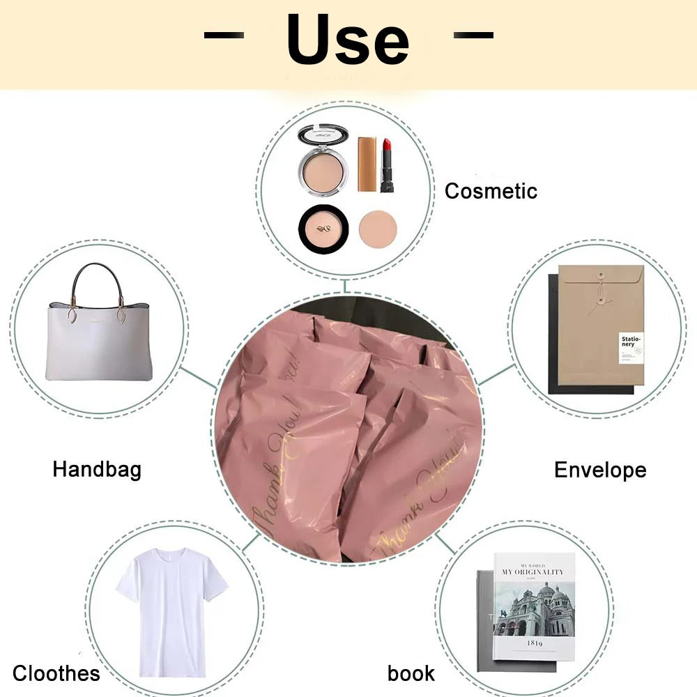 30/50Pcs Thank You Pink Shipping Bags Waterproof Plastic Express Mailing Bags Gifts Packing for Clothing Small Business