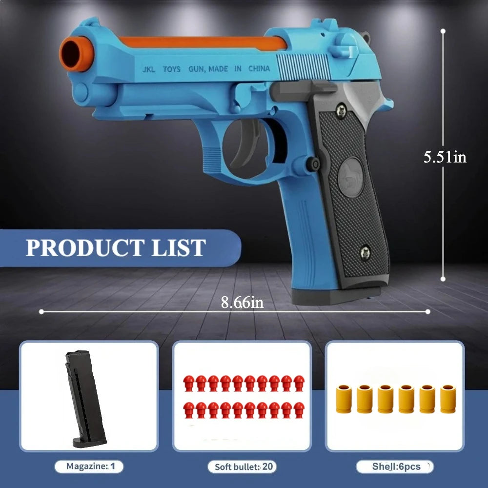 Shell Throwing G17 Automatic Shooting Soft Bullet Toy Gun with Blowback Outdoor Sports Shooting Game Christmas Gift for Children