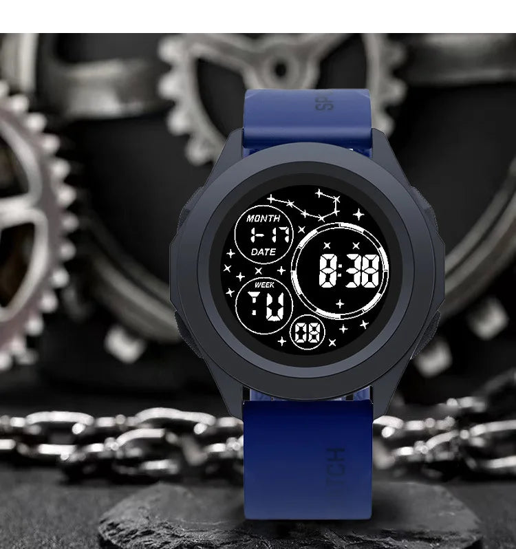 YIKAZE Men Sport LED Watches Top Brand Men Digital Clock Multi-Functional Rubber Man Fitnes Athlete Timekeeping Electronic Watch