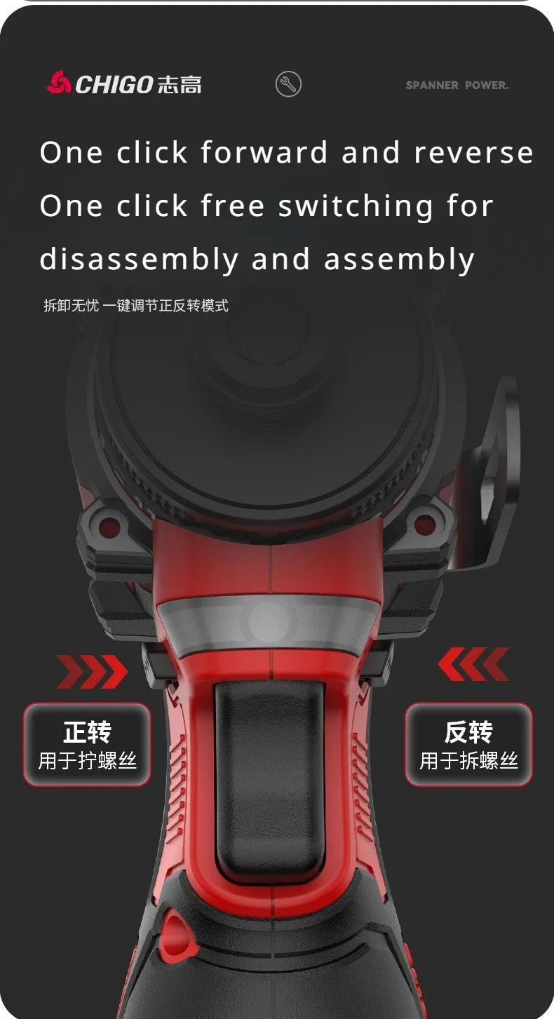 CHIGO Brushless Electric Drill Cordless Knockable Driller Driver 80N.m 18V Screwdriver Li-ion Battery Electric Power Tools