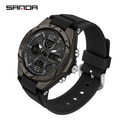 SANDA Luxury Ms LED Digital Sport Watch Fashion Casual Gold Wrist Watch Women Girl Military Waterproof Quartz Wristwatches 6062