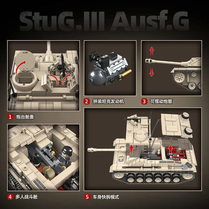 New all-crown product 100307 - West German Type III - Assault Gun G-Type Tank Building Toy for  as a Gift