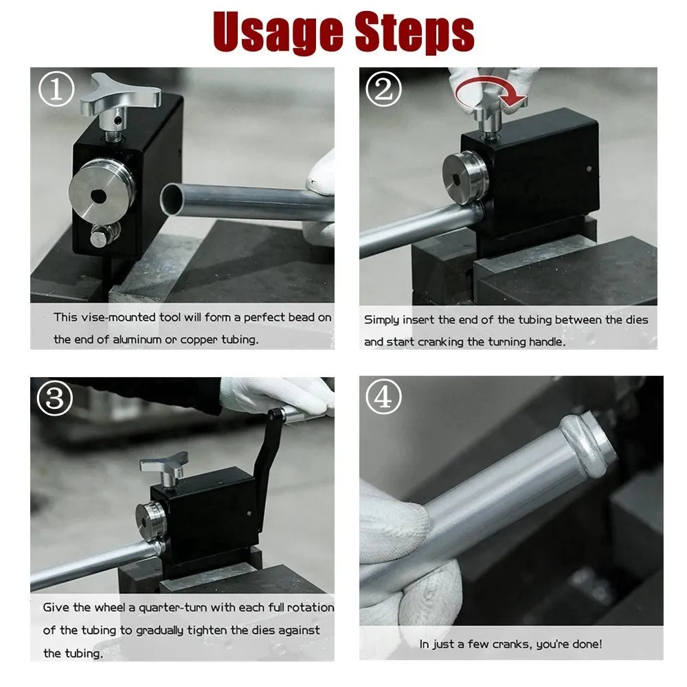 Tubing Beader Tool Manual Bead Roller Intake and Intercooler Piping Crimping Tool Fit 5/8" or Larger ID Tubes Aluminum