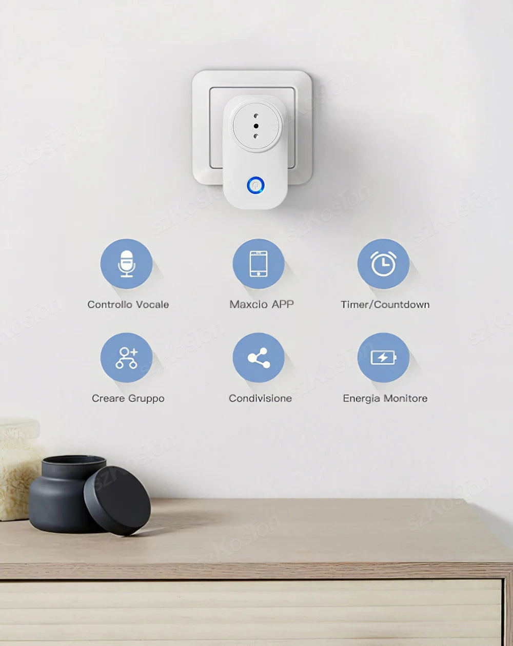 16A Chile Italy Wifi Smart Socket Tuya Smart Life APP Wireless Smart Plug with Power Monitor Timer Voice Works with Alexa Google