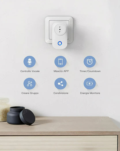 16A Chile Italy Wifi Smart Socket Tuya Smart Life APP Wireless Smart Plug with Power Monitor Timer Voice Works with Alexa Google