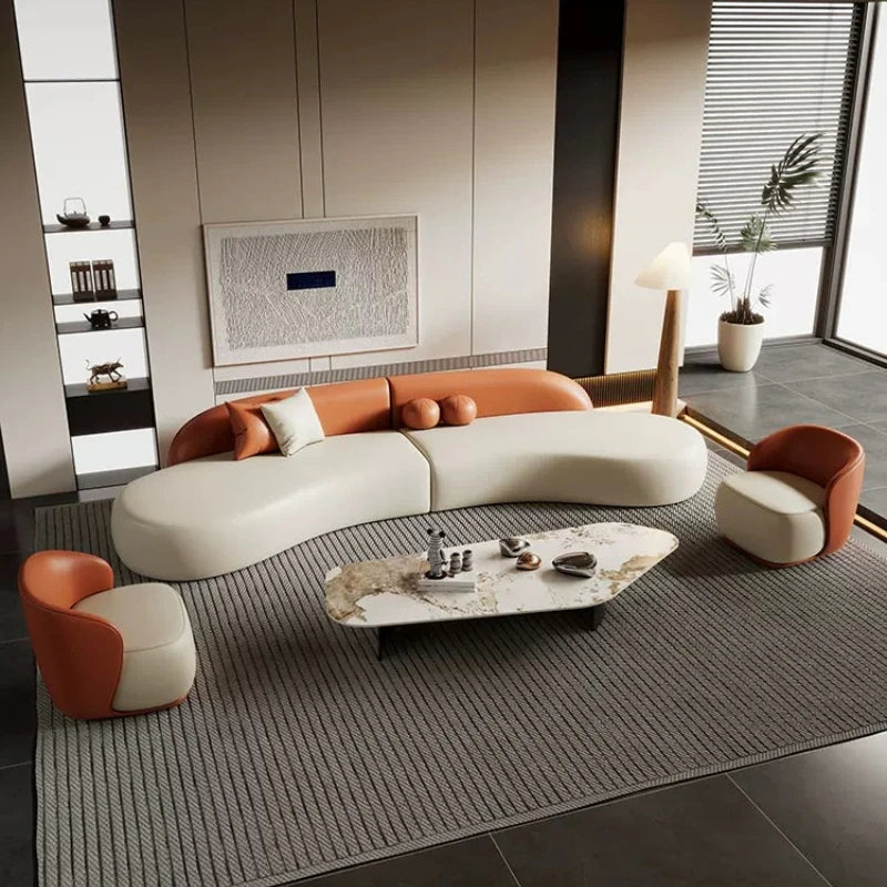 Italian Luxury Curved Sofa Modern Simple Hotel Homestay Lounge Office Sofa Designer Office Furniture أثاث مكتبات FYOS