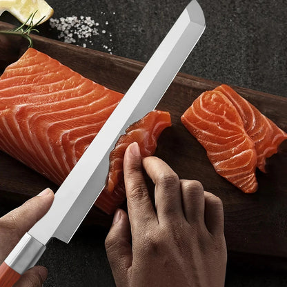 1PC,Japanese Sushi Knife Salmon Sashimi Professional Knife Stainless Steel Slicing Knife Cooking Fishing Cleaver Meat knife